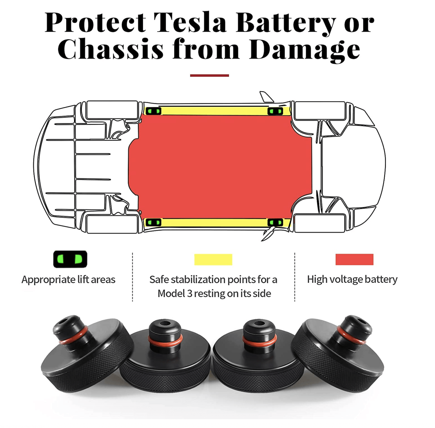 Jack Pad for Tesla Model 3/S/X/Y, 4 Pucks with a Storage Case, Accessories for Tesla Vehicles