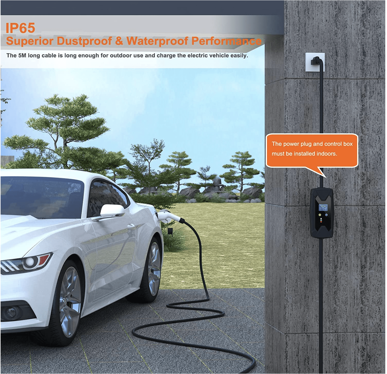 100-240V Type 1 Electric Vehicle EV Charger | 5 Meters Cable, 8/10A Adjustable | Australian Plug | Portable SAE J1772 EVSE Electric Vehicle Charger Plug-in EV Charging Cable Station