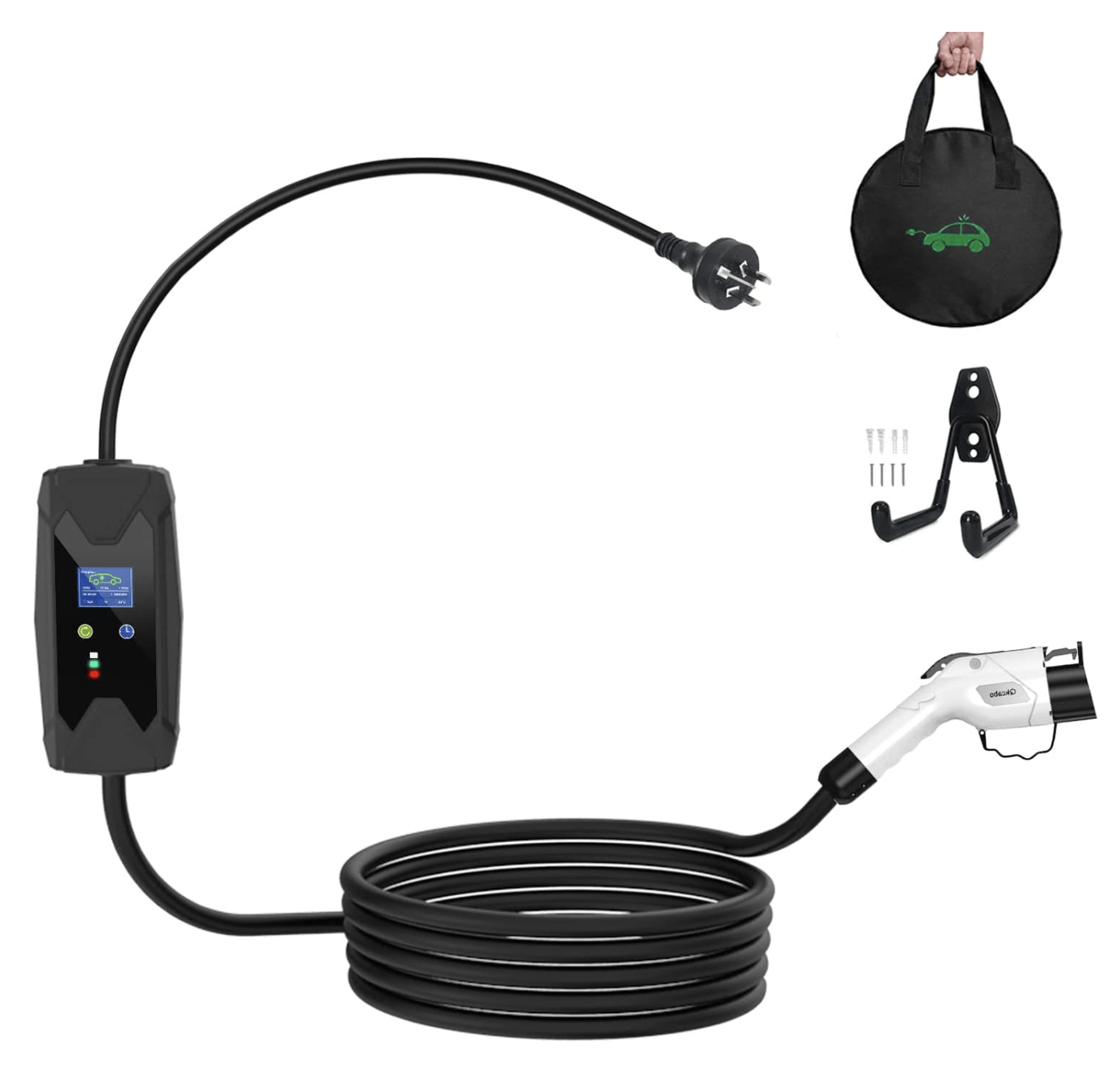 100-240V Type 1 Electric Vehicle EV Charger | 5 Meters Cable, 8/10A Adjustable | Australian Plug | Portable SAE J1772 EVSE Electric Vehicle Charger Plug-in EV Charging Cable Station