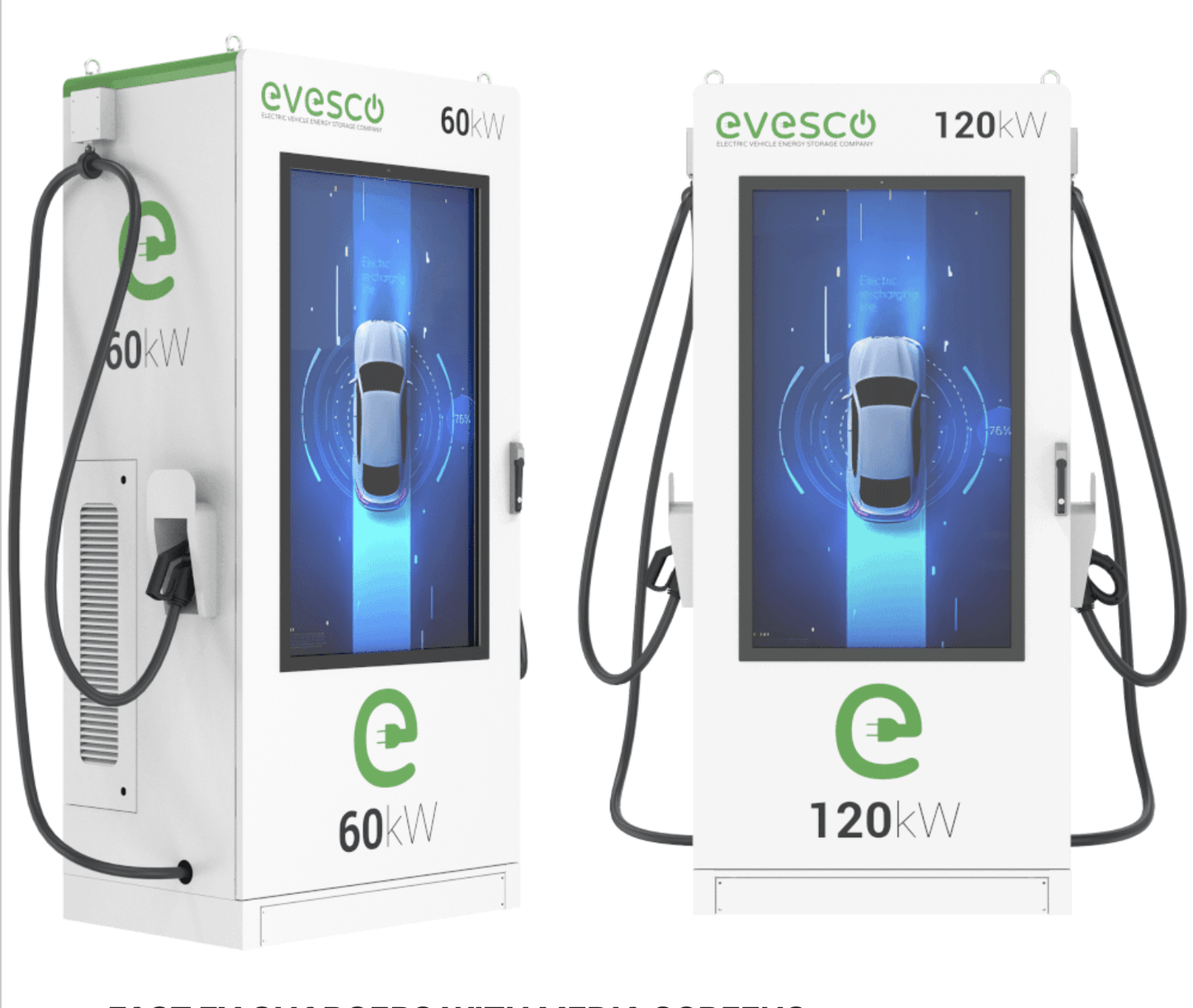 EVESCO EVDC-S - EV FAST CHARGERS WITH MEDIA SCREEN DC Fast Chargers 60KW - 120KW
