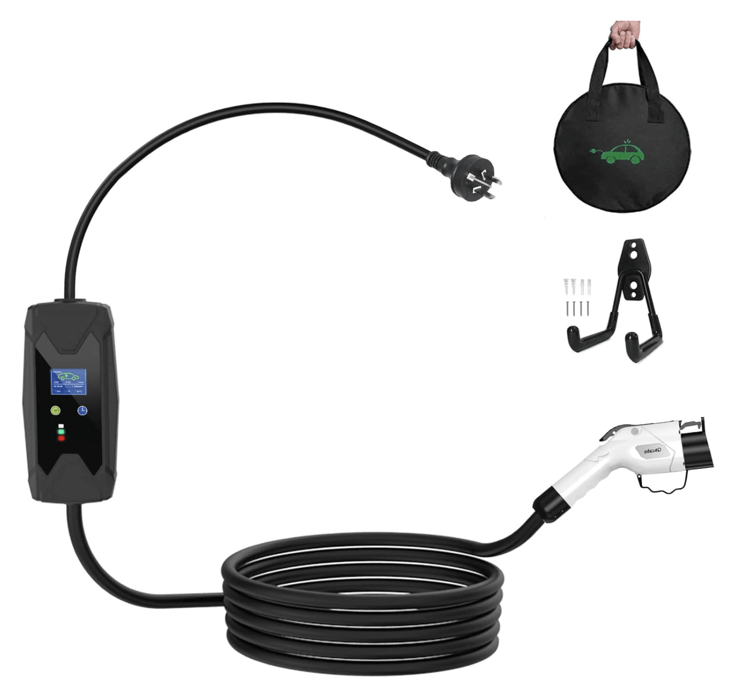 100 - 240V Type 1 Electric Vehicle EV Charger | 5 Meters Cable, 8/10A Adjustable | Australian Plug | Portable SAE J1772 EVSE Electric Vehicle Charger Plug - in EV Charging Cable Station - Sun Fusion Australia