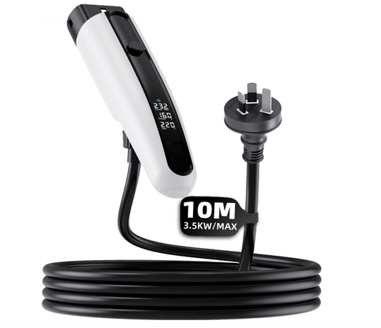 VINLEN Type 2 EV Charger - 3.5KW, 10M Cable, Adjustable Current (10A-15A), Compatible with Australian 10A & 15A Power Socket (Adapter Included), Compatible with Tesla, BYD, MG, Kia, Polestar & More