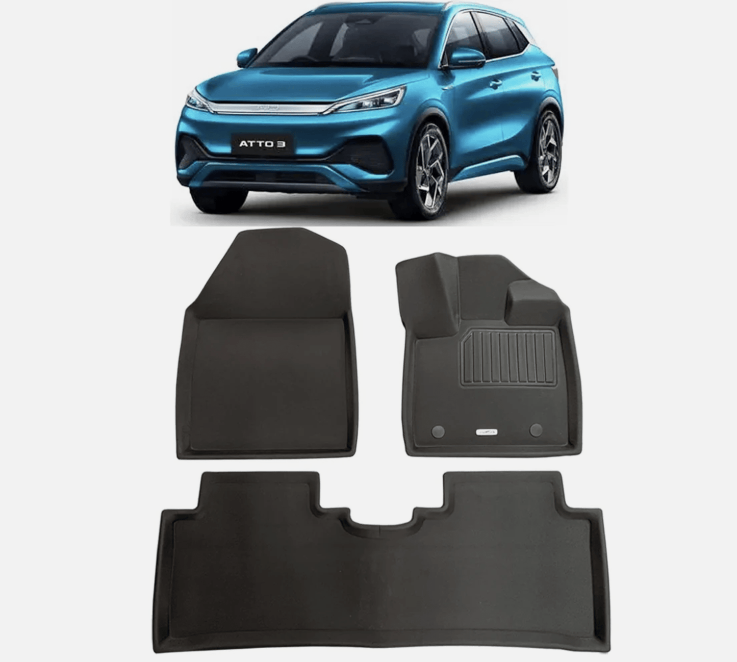 BYD ATTO 3 RHD Floor Mats 3D XPE Textured Waterproof Anti - Slip - Front Rear 2023 - Sun Fusion Australia