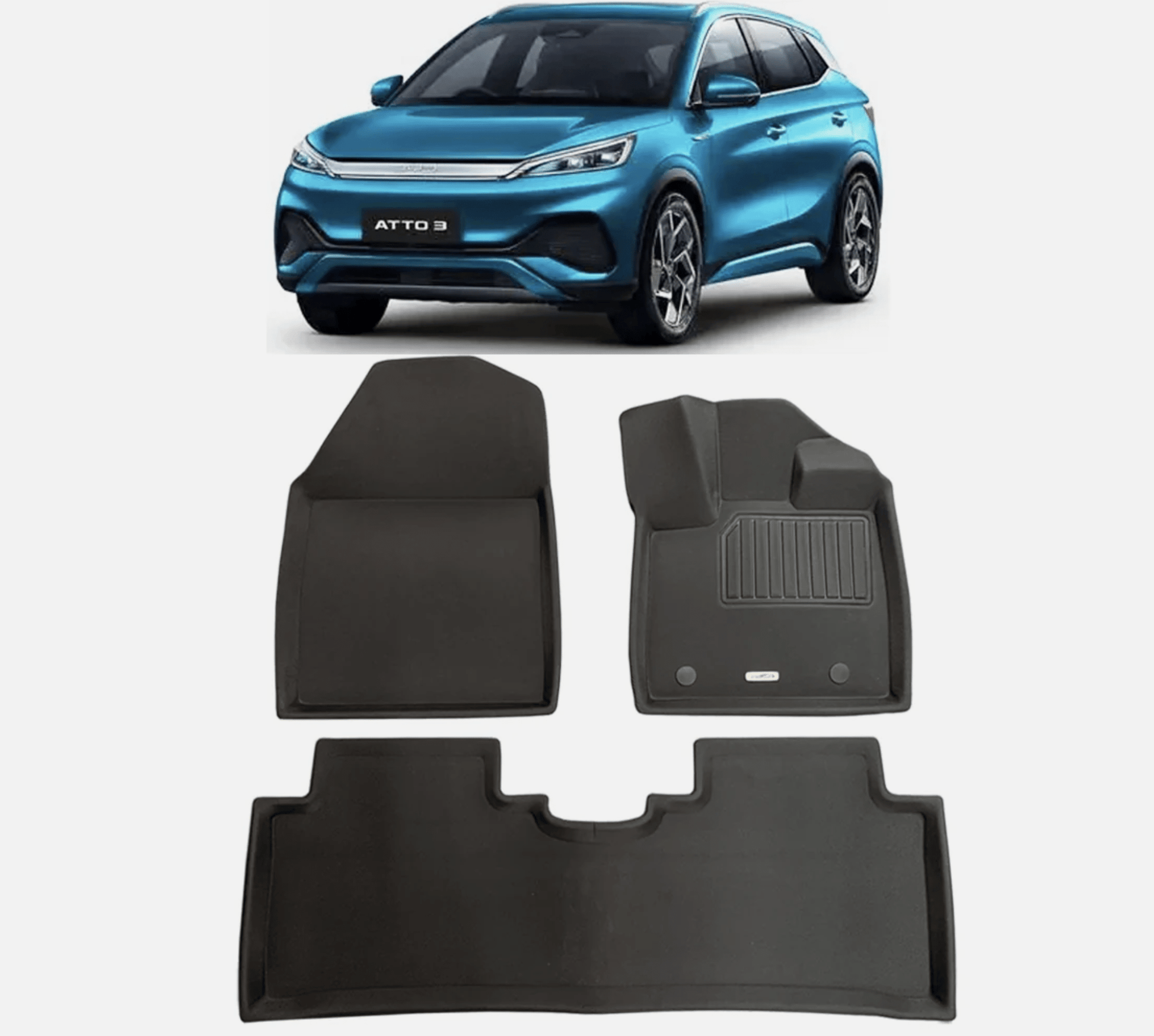 BYD ATTO 3 RHD Floor Mats 3D XPE Textured Waterproof Anti - Slip - Front Rear 2023 - Sun Fusion Australia
