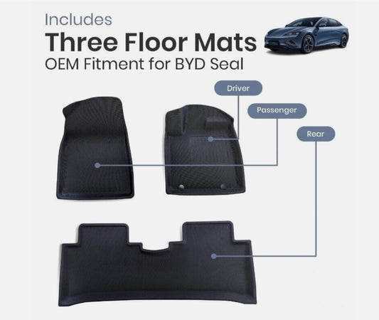 Floor Mats BYD SEAL 3D XPE Textured Look Rubber Liners - Sun Fusion Australia