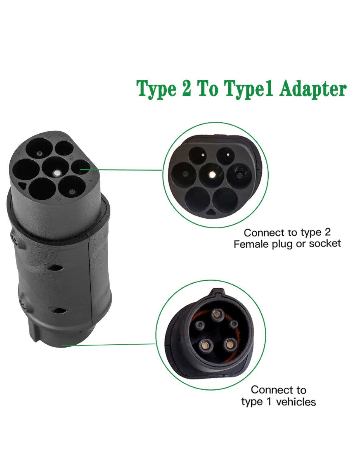 32A Type 2 to Type 1 EV Adapter