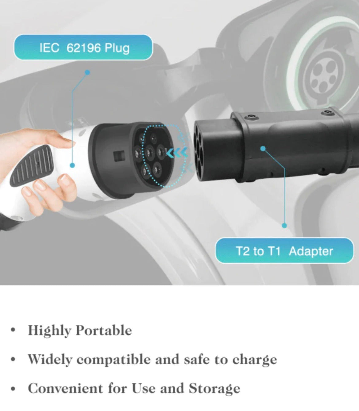 32A Type 2 to Type 1 EV Adapter