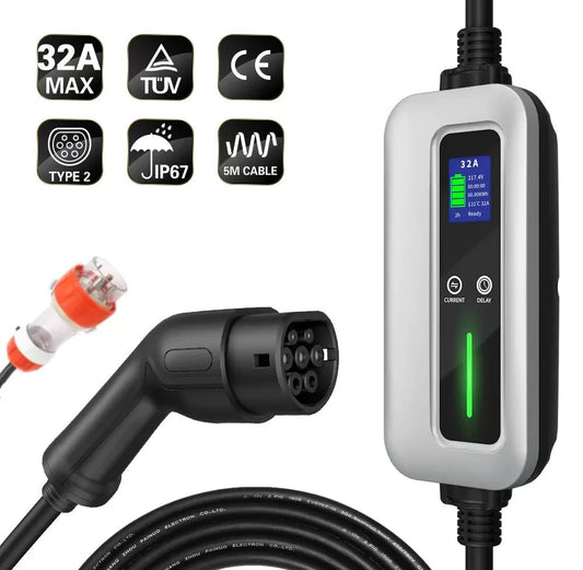 MIDA Adjustable Portable EV Charger | 32A 7kW 1Phase | Type 2 - Sun Fusion Australia