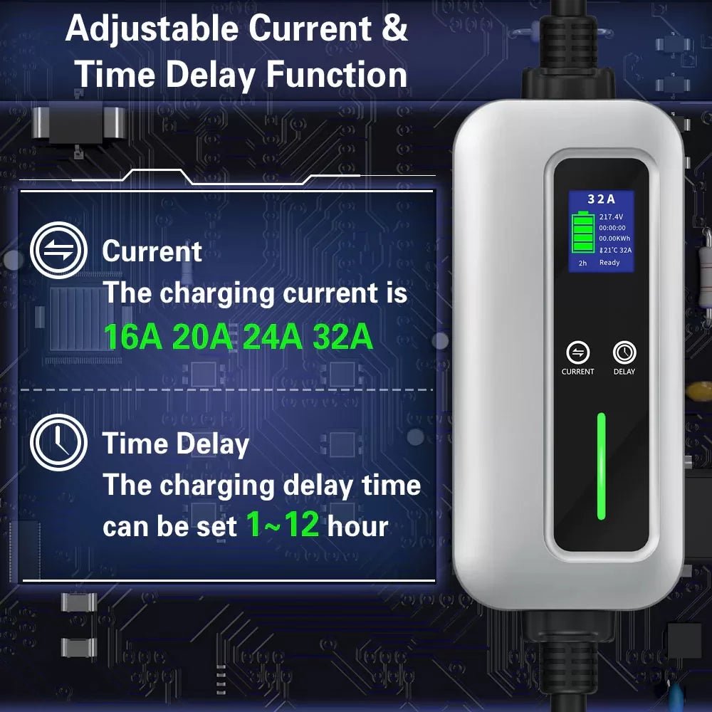MIDA Adjustable Portable EV Charger | 8A 10A 15A | Type 2 AU Plug - Sun Fusion Australia
