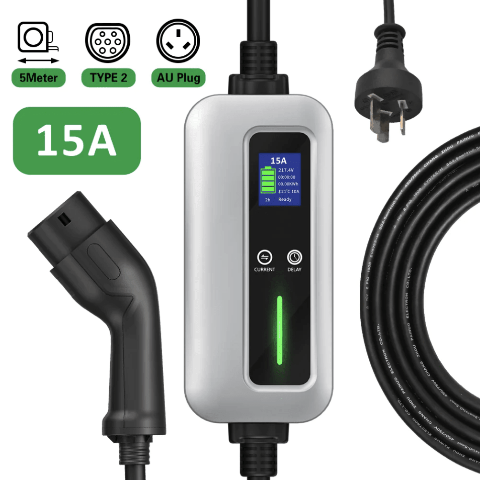 MIDA Adjustable Portable EV Charger | 8A 10A 15A | Type 2 AU Plug - Sun Fusion Australia