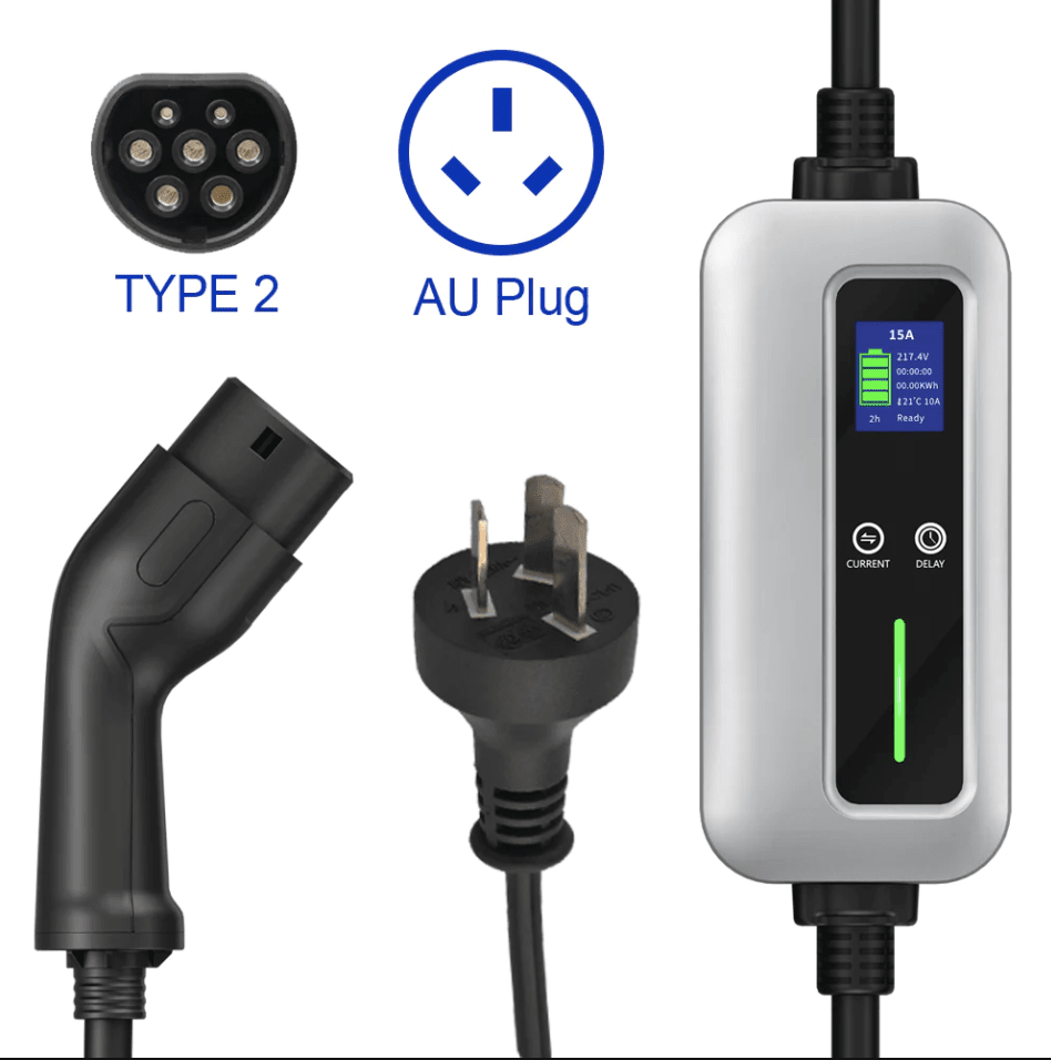 MIDA Adjustable Portable EV Charger | 8A 10A 15A | Type 2 AU Plug - Sun Fusion Australia